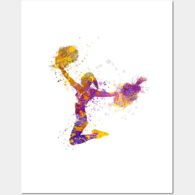 Sports cheerleader in watercolor Wall Art by PaulrommerArt